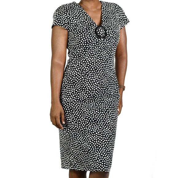 Vintage Howard Wolf Dress Black and White Cap Sleeve Shoulder Pads Dotted Small - Picture 6 of 12